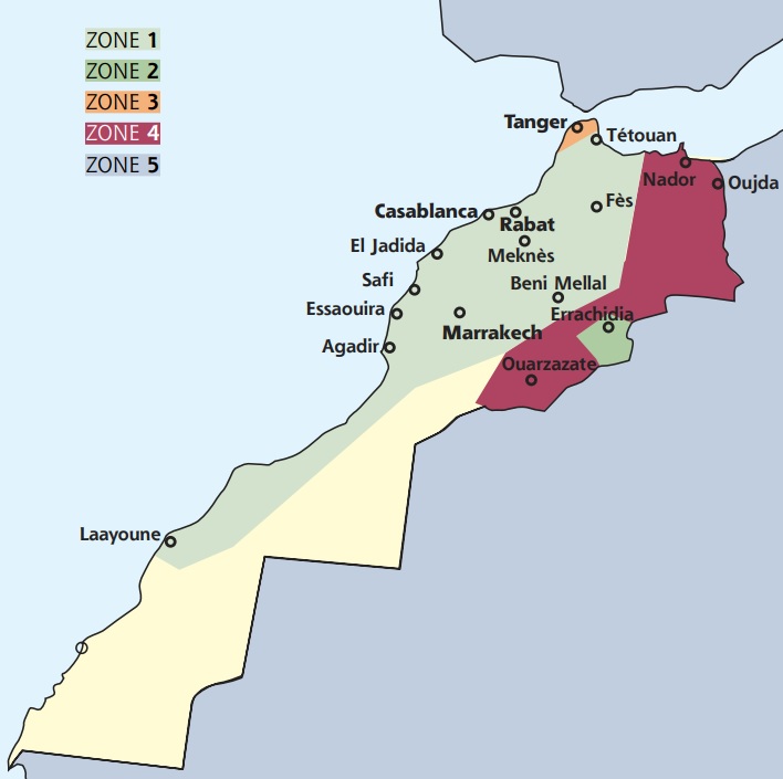 Carte Marocaine du Vent NV65 - Tanger région 3